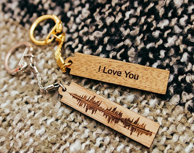 Sound Wave Wooden Keychain Sound Wave Wooden Keychain