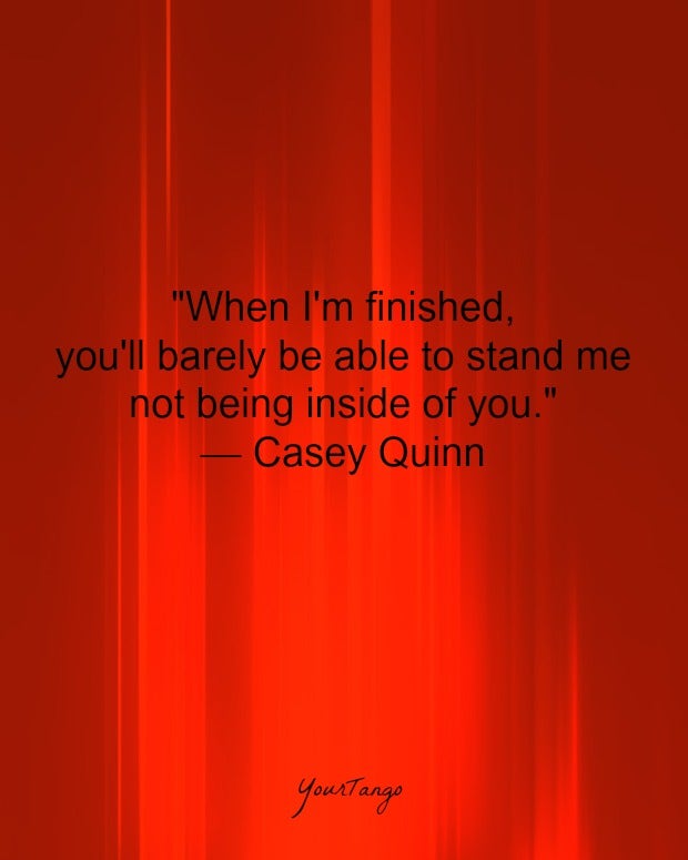 "When I'm finished, you'll barely be able to stand me not being inside of you." — Casey Quinn