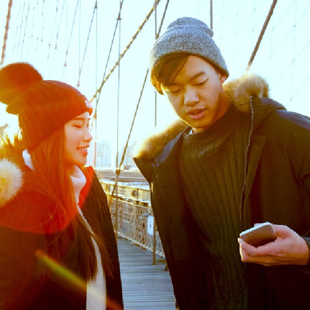 man friending woman on social media man friending woman on social media