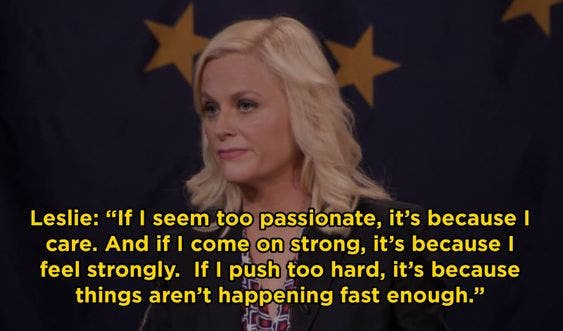 if i seem too passionate, it's because i care leslie knope