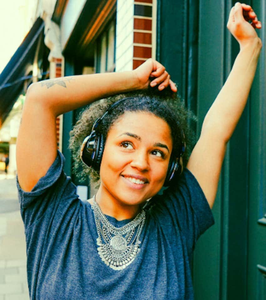 happy and confident single woman