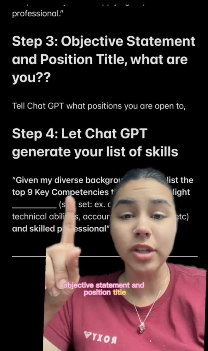 woman applies to jobs using chatgpt ai