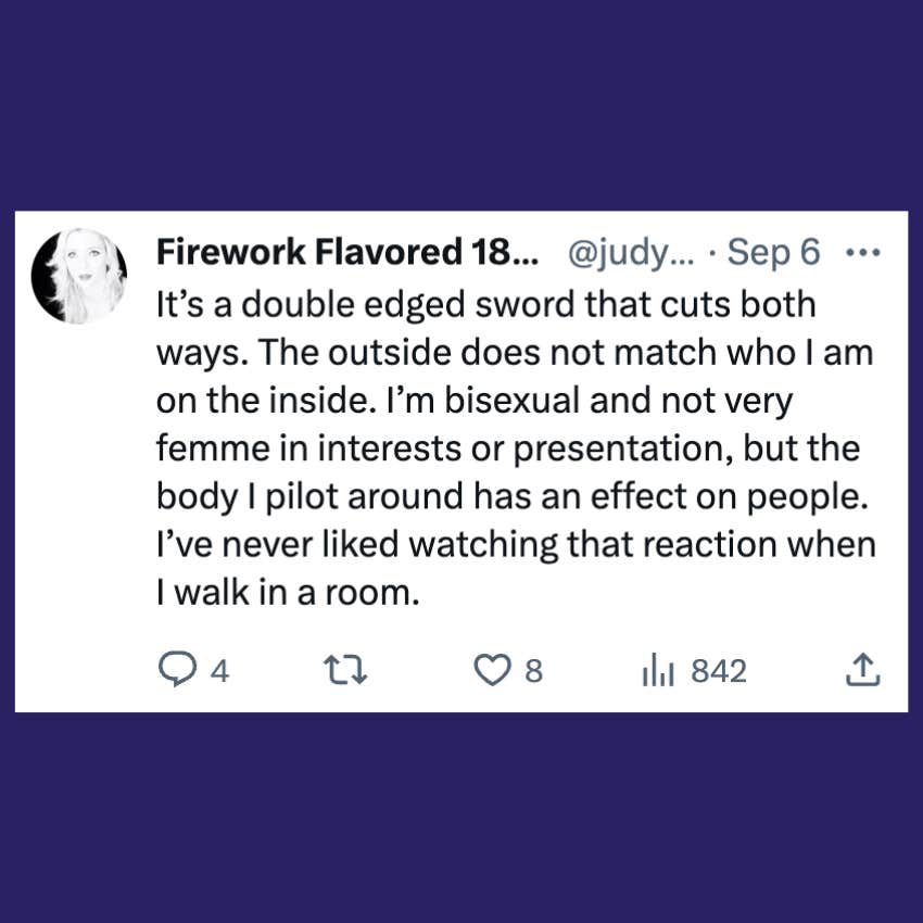 tweet about what it's like to be a conventionally attractive woman who's thin and white