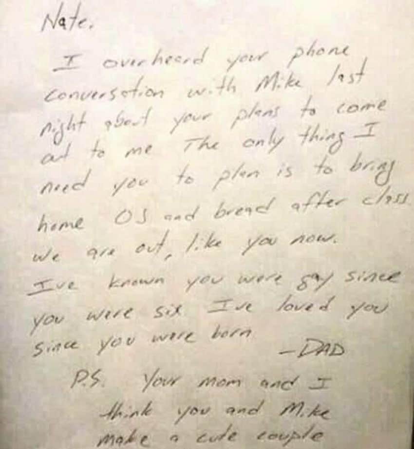 After Overhearing A Private Phone Call, A Dad Writes A Note To His Gay Son Who Hadn't Come Out Yet