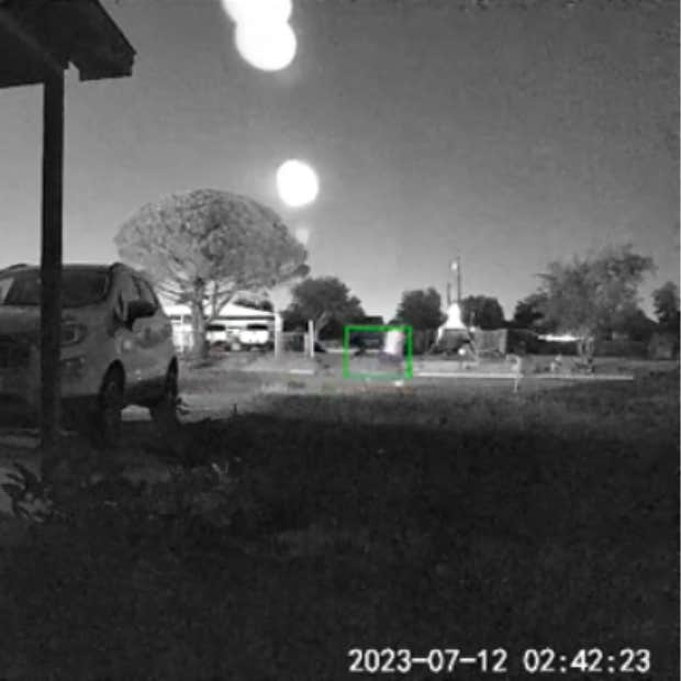 Footage of the DoorDash driver sprinting away from the customer's driveway after slashing her tires.