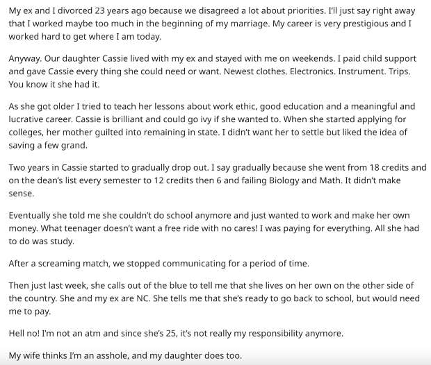 father pay tuition reddit post text