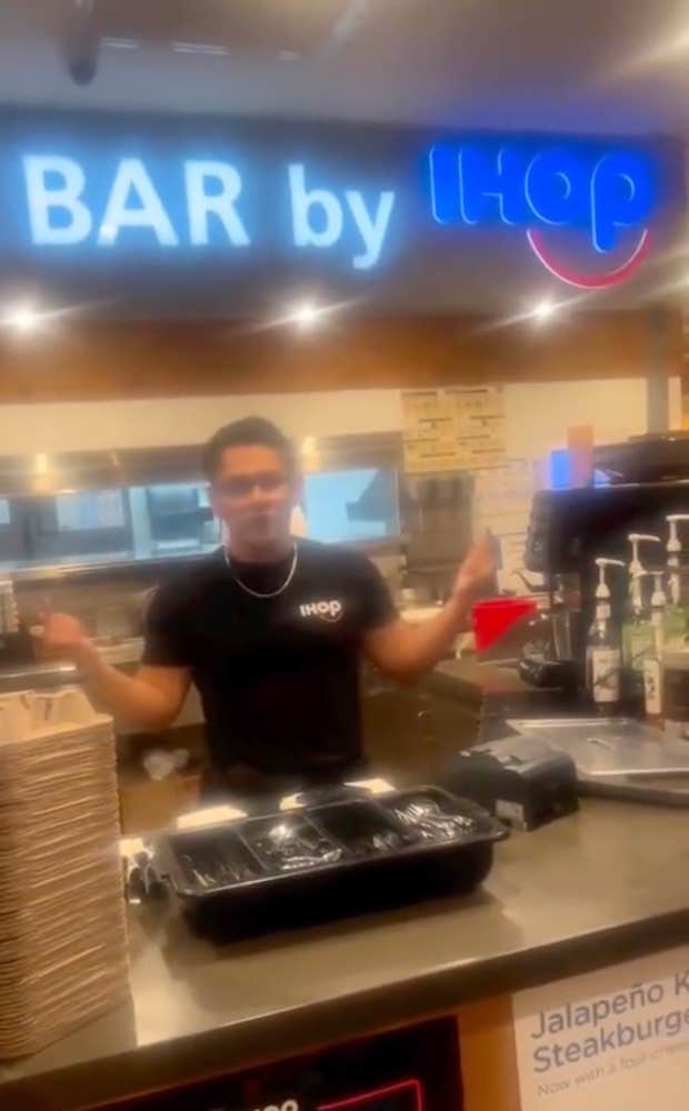 server goes off on a customer because he's on his break