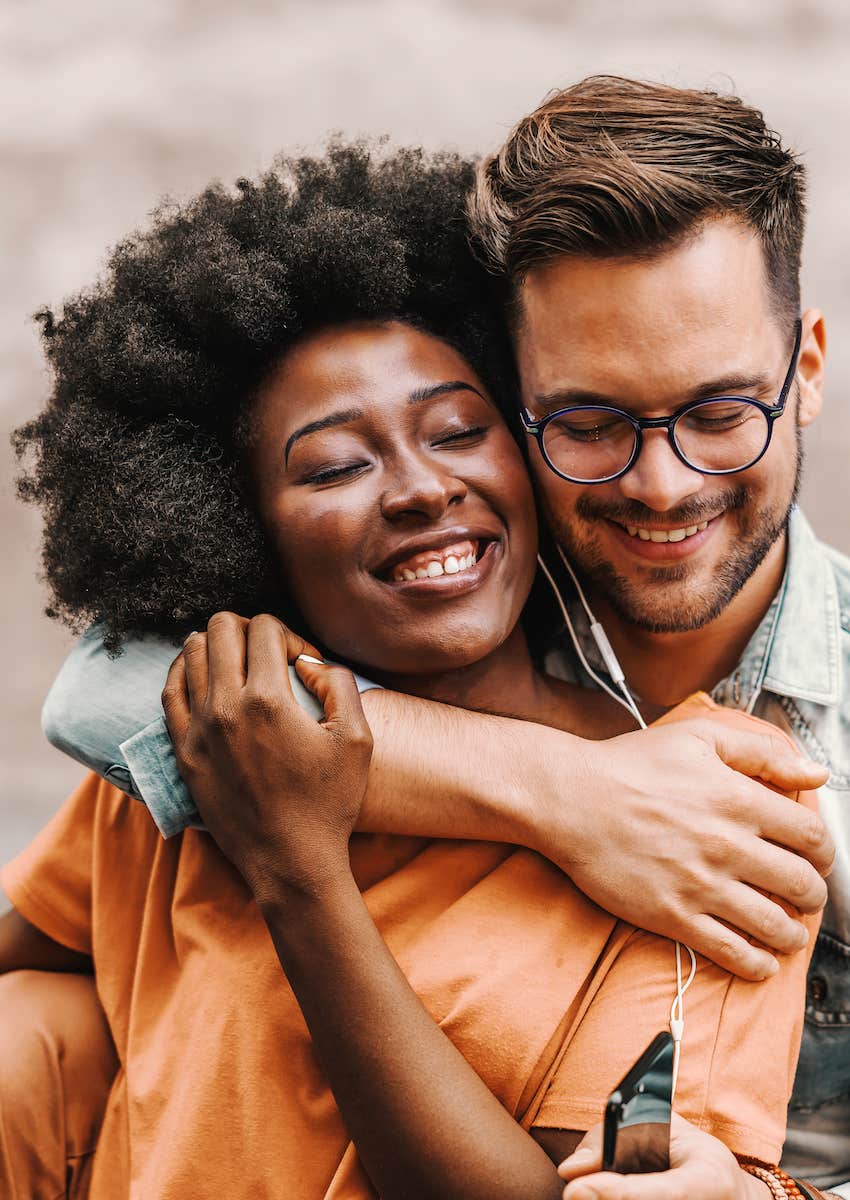 couple close and happy