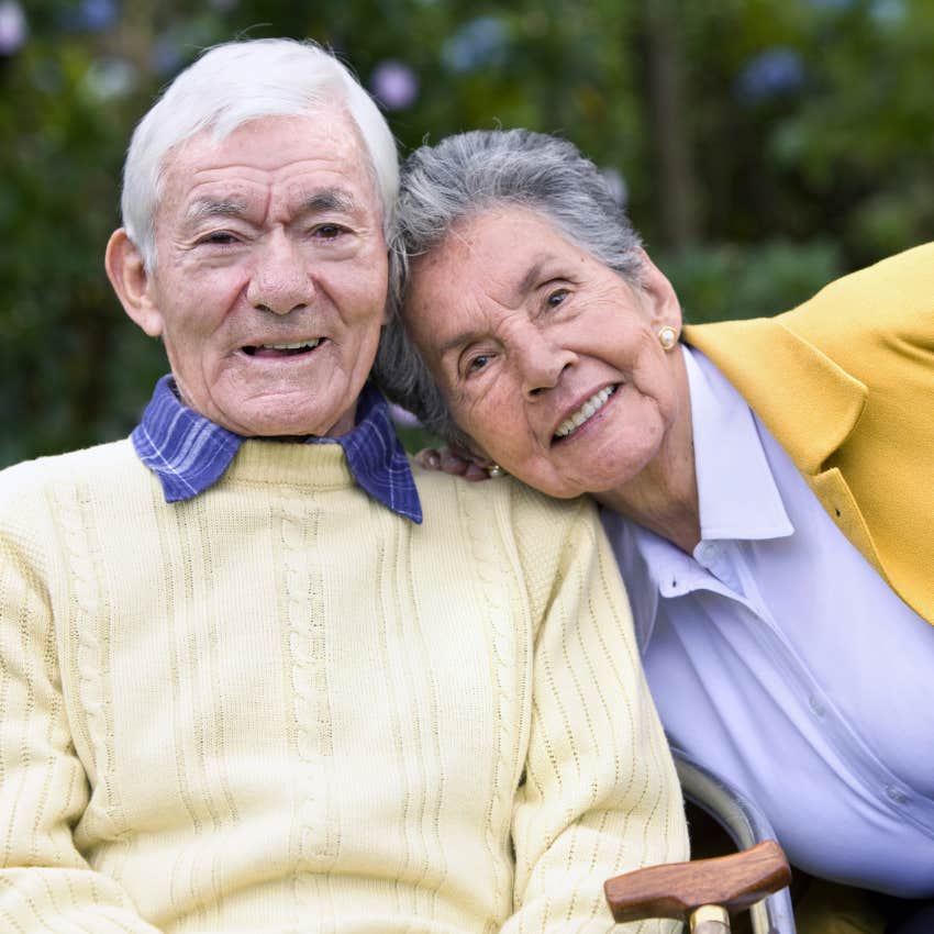 Elderly husband takes trip to hair salon to learn how to blow dry his wife's hair