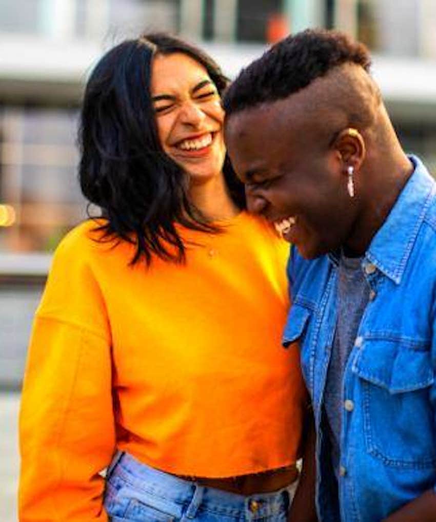 couple laughing and having fun together